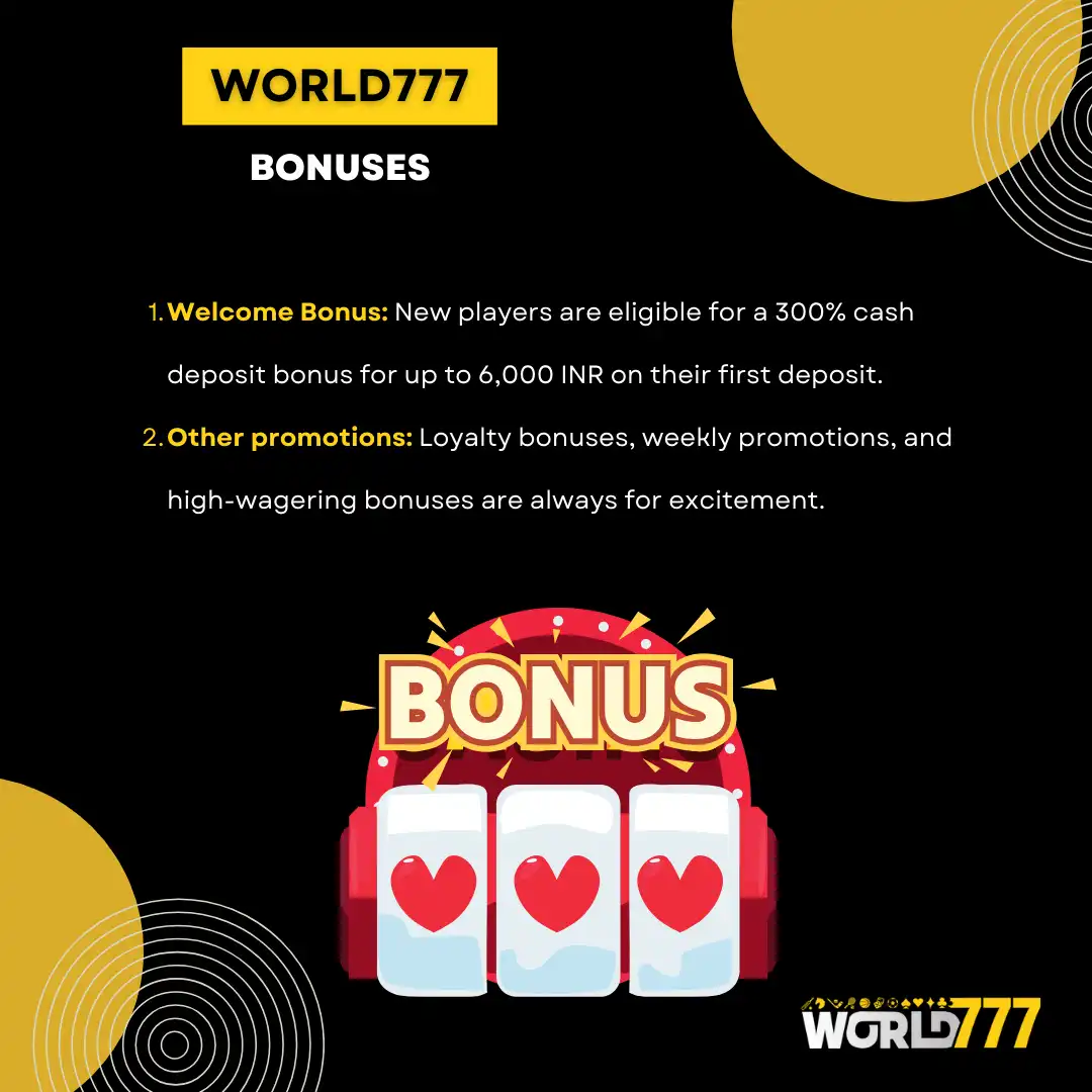 bonuses offers on world777